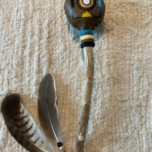 Grand hochet Thème Roue de médecine Navajo et totem ours